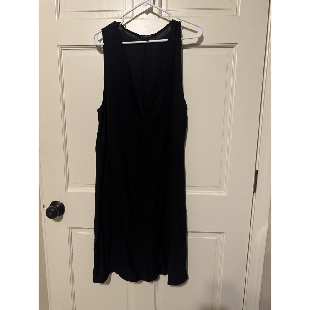 Black Twist Front Eileen Fisher Sleevess Stretch Rayon‎ Nylon Spandex Dress PL